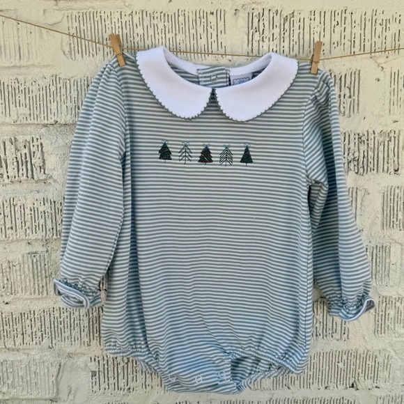 Girls Collared Green and White Striped Bubble - NWOT - Picture 2 of 2